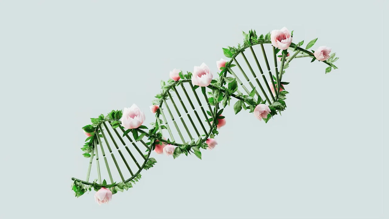 AI generated dna structure in a floral style