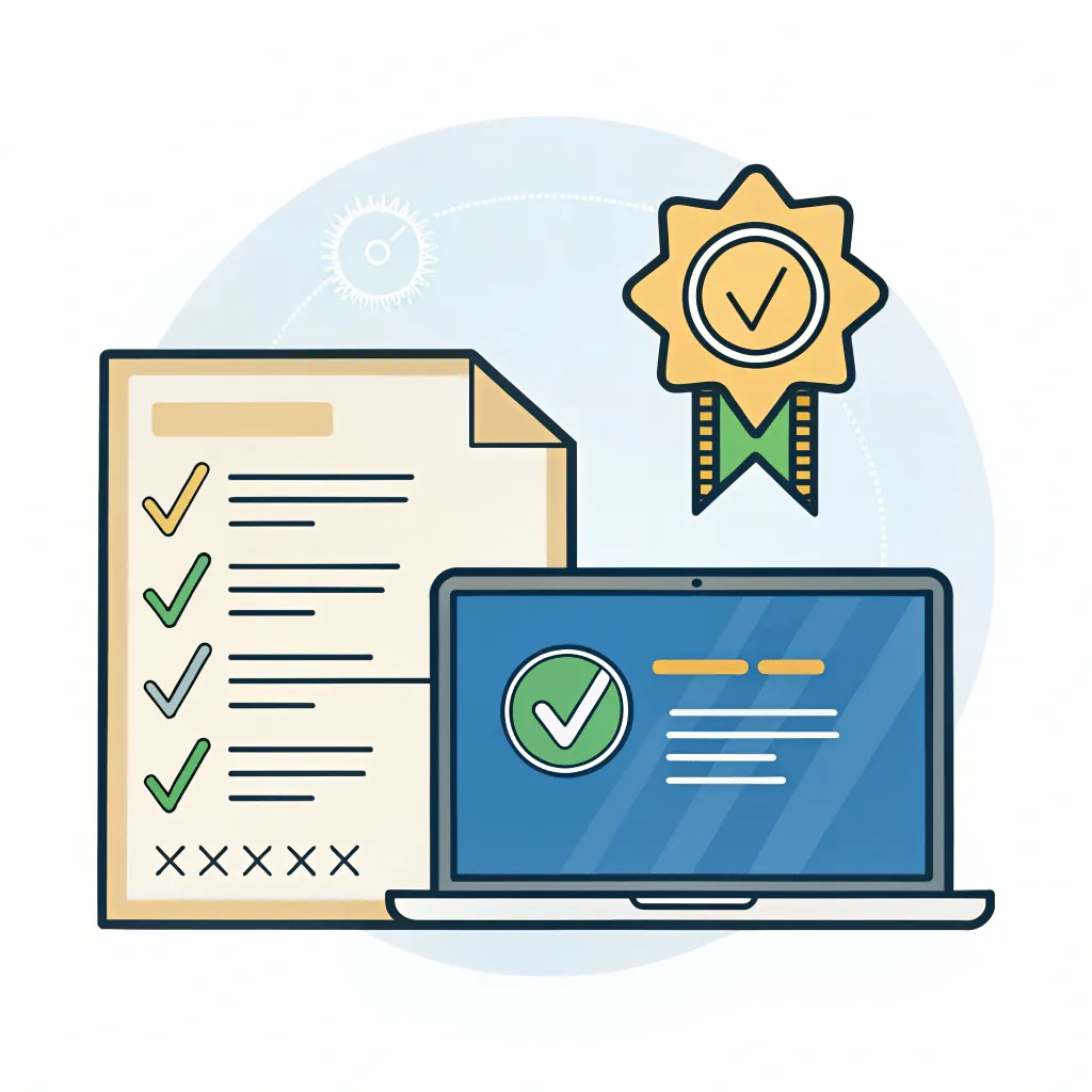 Resume, badge and a laptop