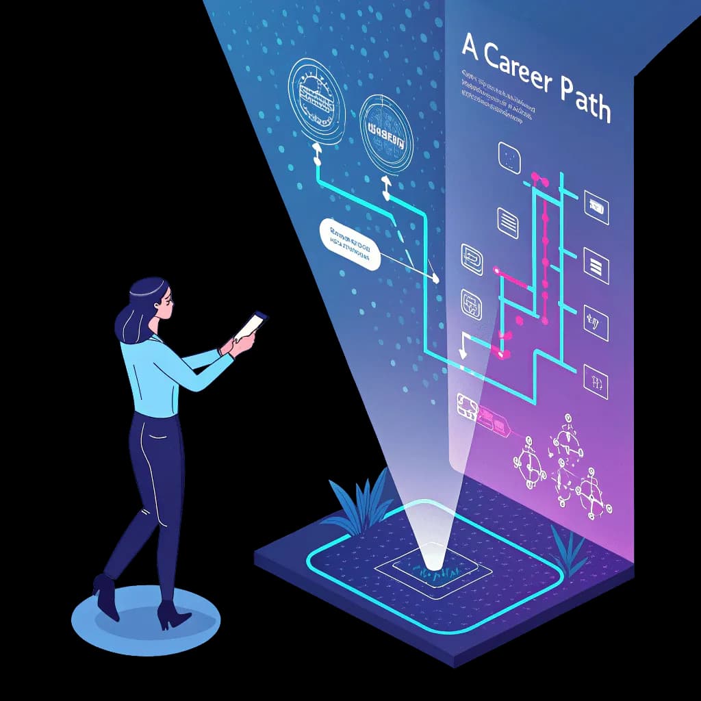 tech career roadmap, girl and flash lights