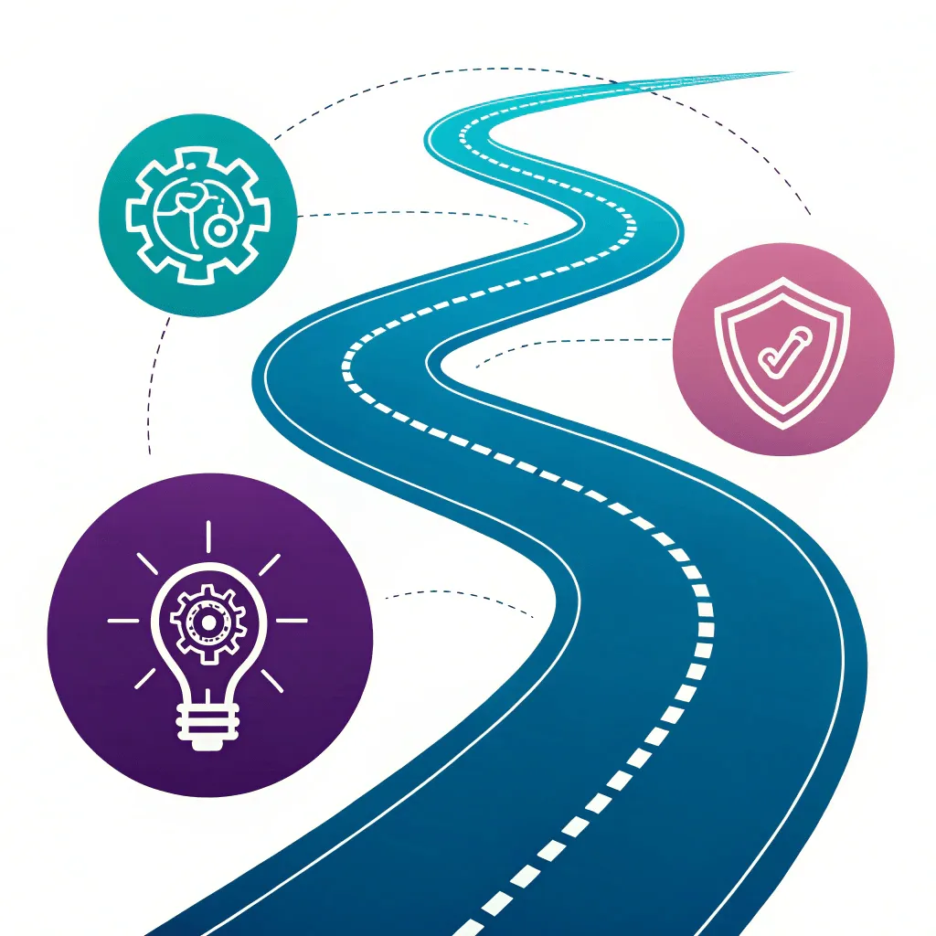 A road track with three symbols