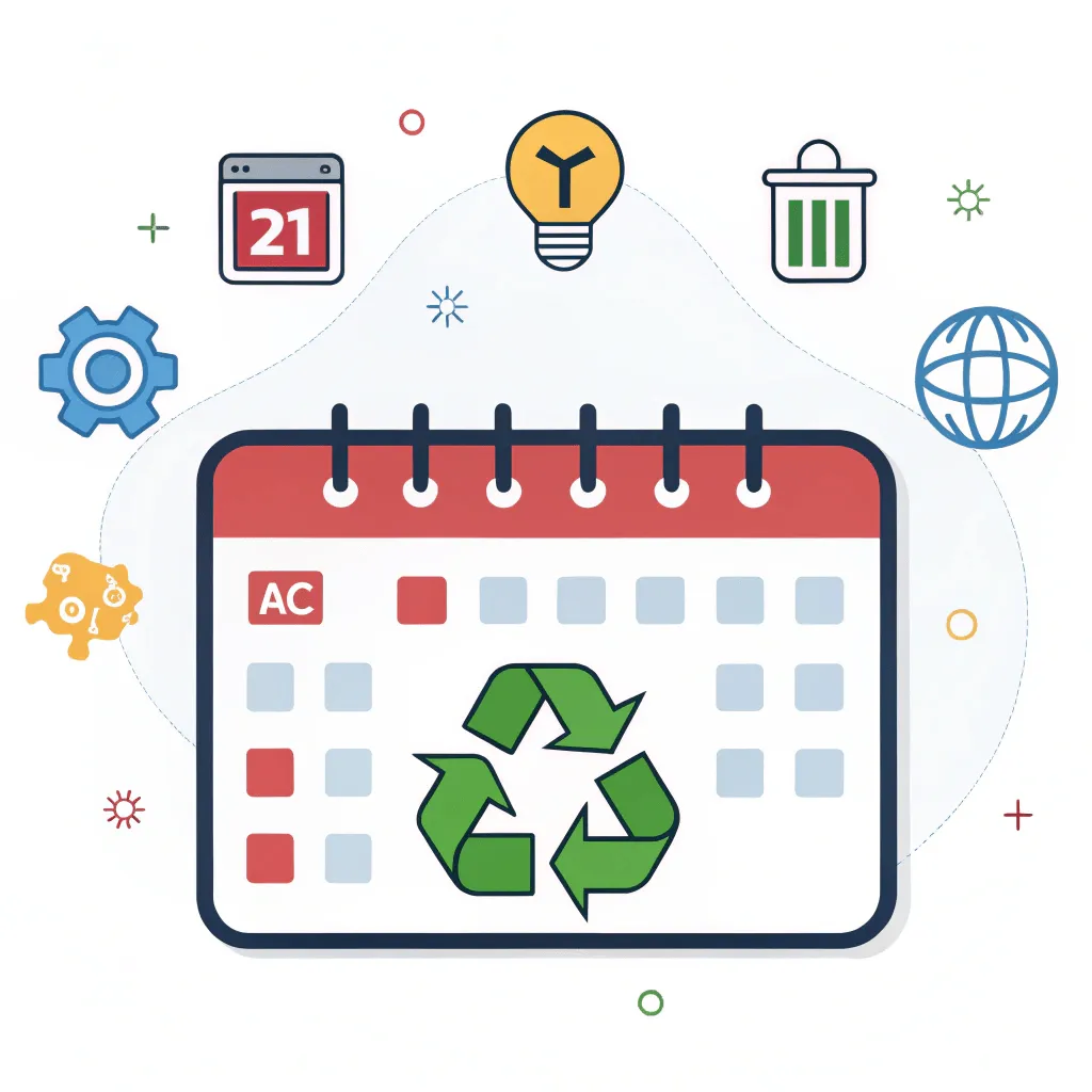 A calender with recycle and some side icons