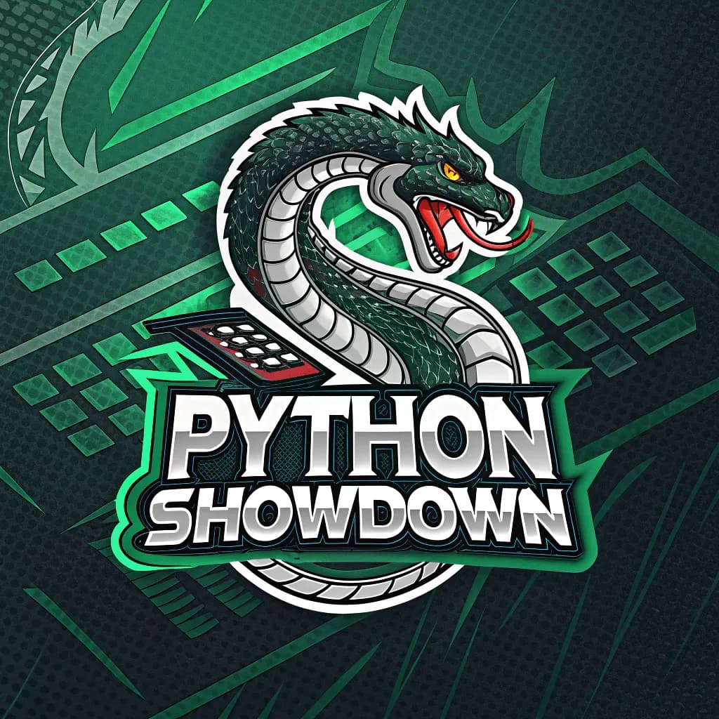 A snake as the symbol of python language with title python showdown
