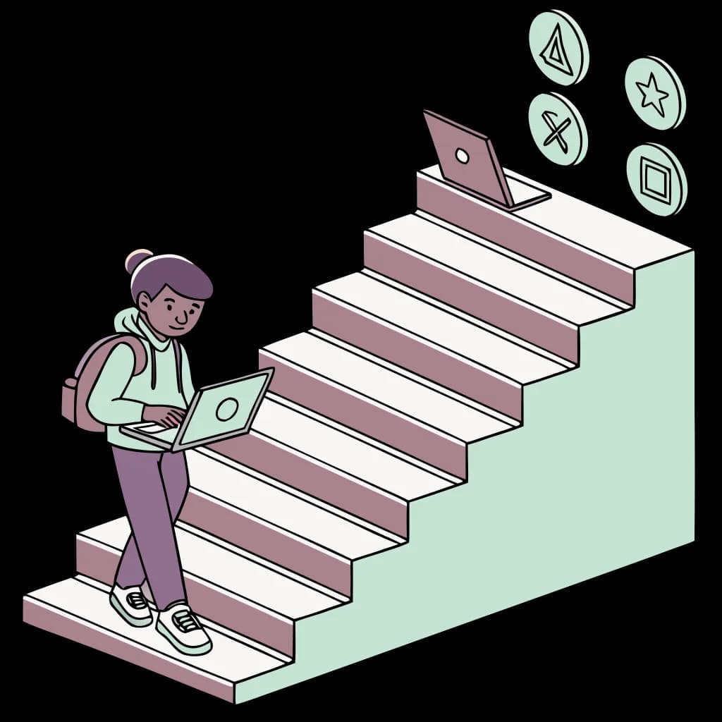 a student climbing success steps